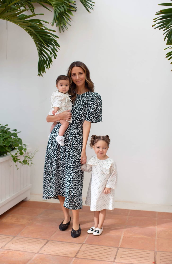 Something Navy Strong Shoulder Floral Print Midi Dress