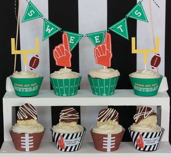 Printable Football Cupcake Wraps and Toppers