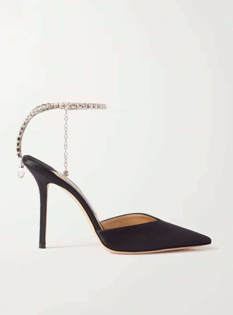 Jimmy Choo Saeda 100 Crystal-Embellished缎泵