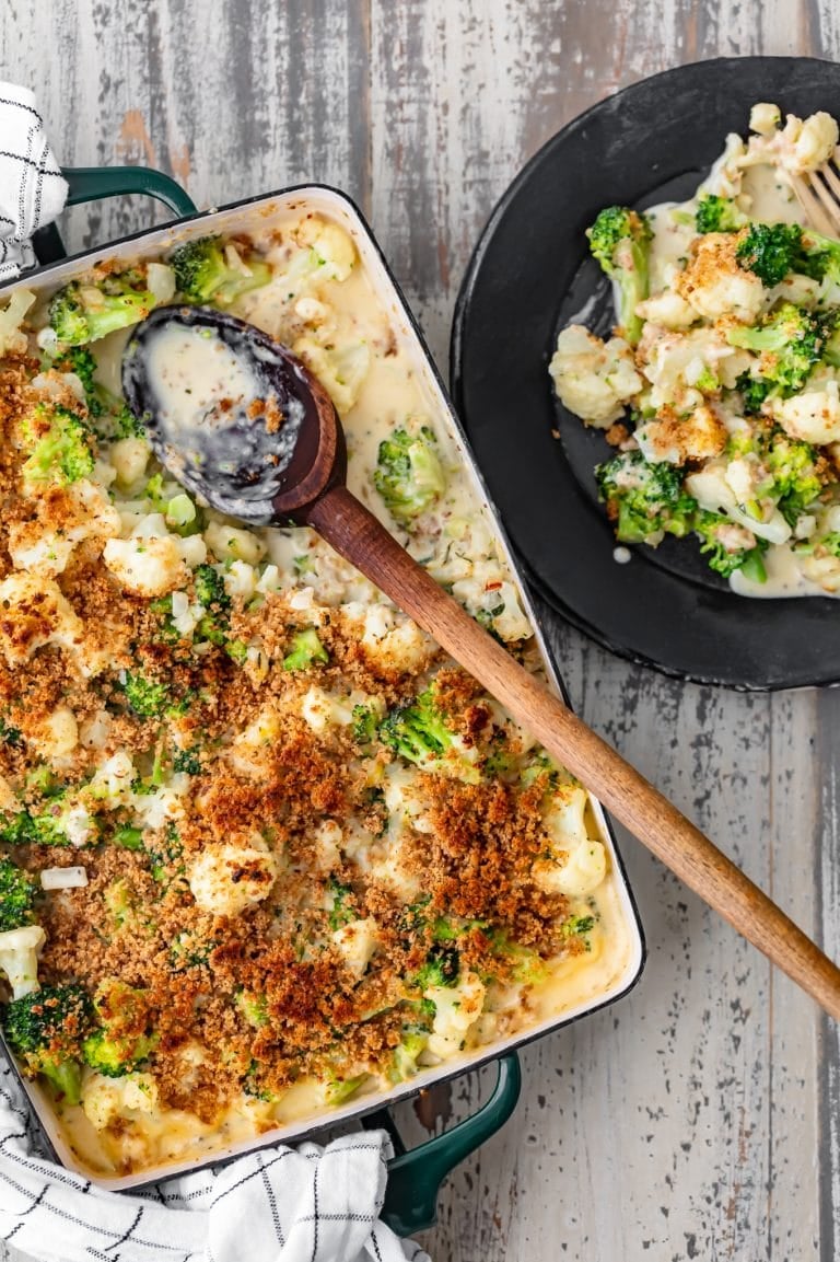 Cheesy Broccoli Cauliflower Gratin