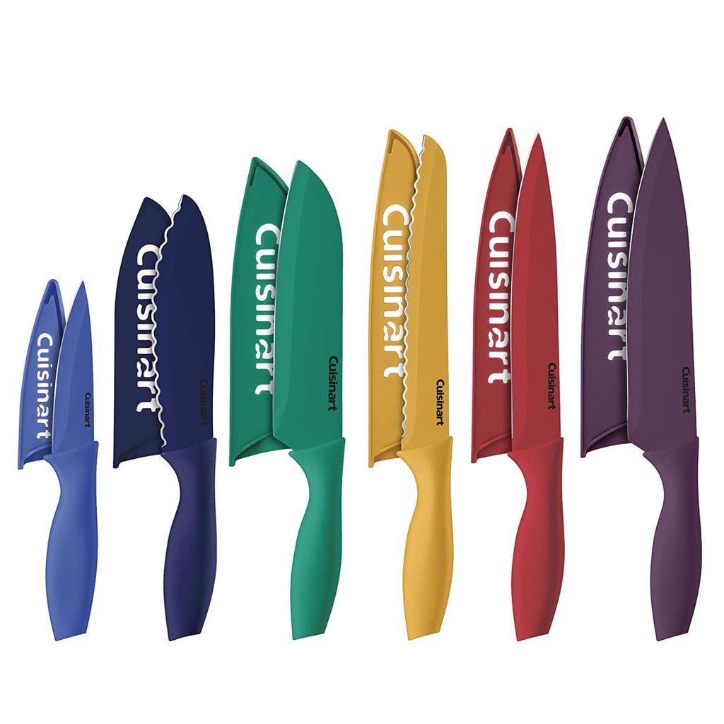 A Colorful Knife Set With Blade Guards