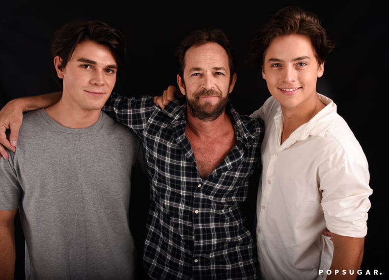 Mandatory Credit: Photo by Stephen Lovekin/TVline/REX/Shutterstock (5780835ay)K.J. Apa, Luke Perry, and Cole Sprouse from the cast of 'Riverdale'Portrait Studio, Day 3, Comic-Con International, San Diego, USA - 23 Jul 2016