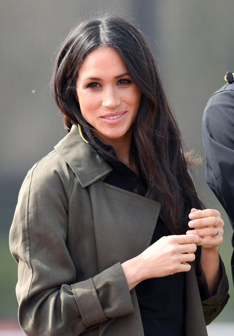 BATH, ENGLAND - APRIL 06:  Meghan Markle attends the UK Team Trials for the Invictus Games Sydney 2018 alongside Prince Harry at the University of Bath Sports Training Village on April 6, 2018 in Bath, England. The Invictus Games Sydney 2018 will take pla