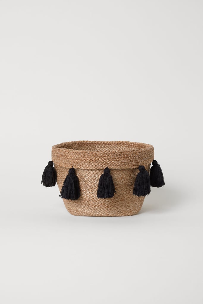 Storage Basket With Pompoms