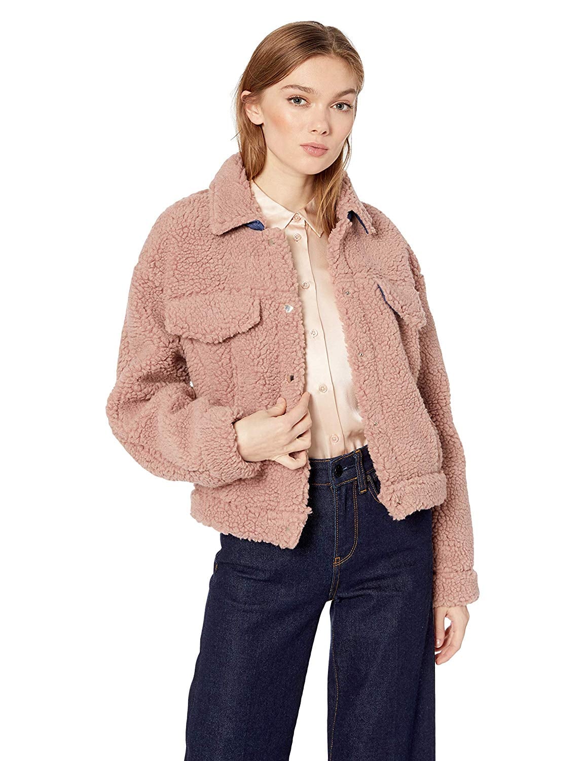 Faux shearling shop trucker jacket