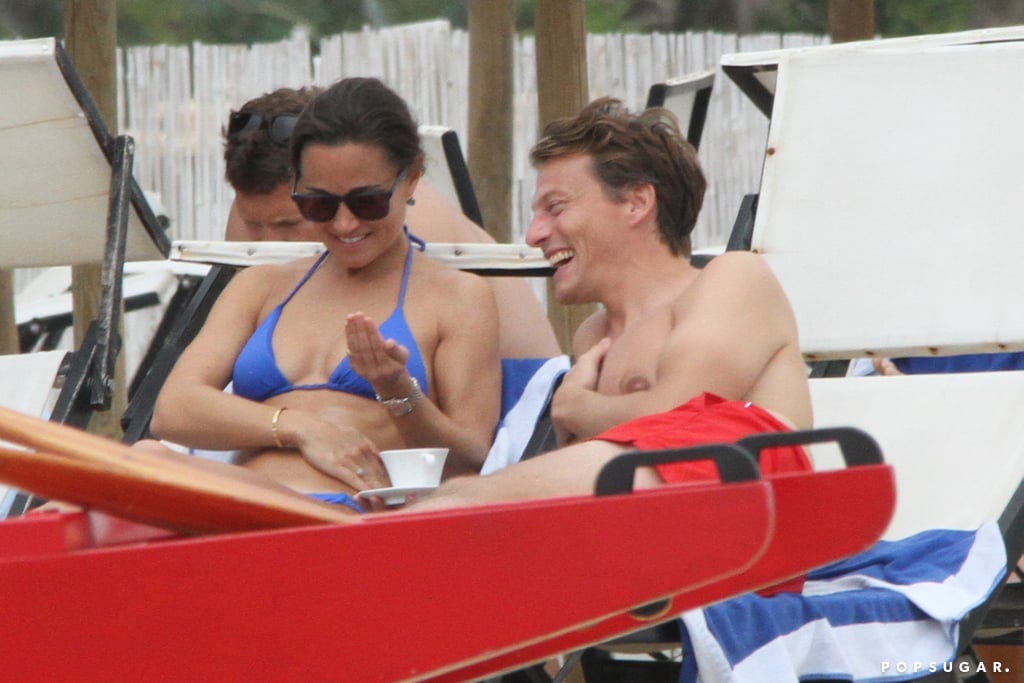 Pippa Middleton broke out a blue bikini during her Italian getaway with Nico Jackson.