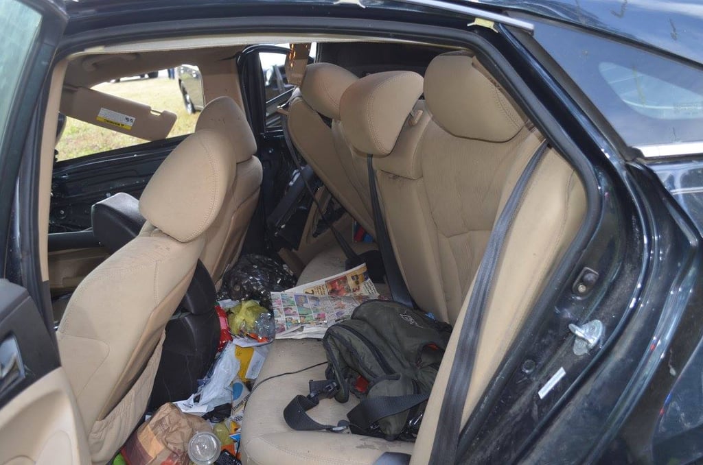 The back seat, after the car seats had been removed.