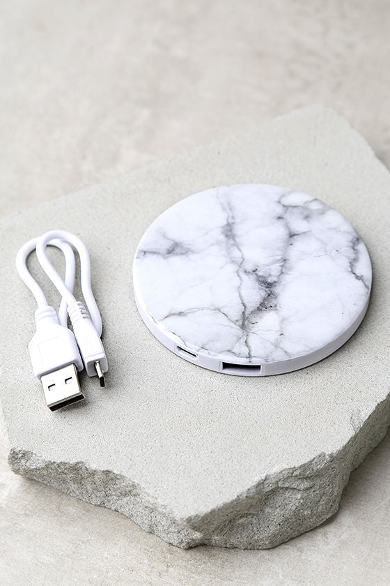 In Charge White Marble Power Charger