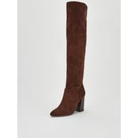 V by Very Leona Point Flare Block Heel Over The Knee Boots
