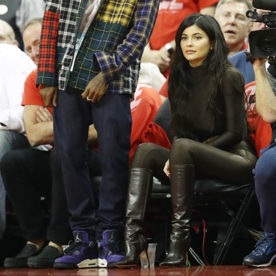 Kylie Jenner Wearing Leather at Basketball Game