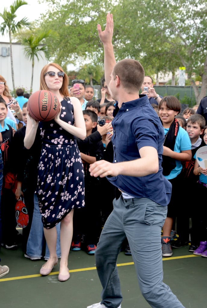 The pair played a friendly game of basketball at a Miami elementary school in April 2014.