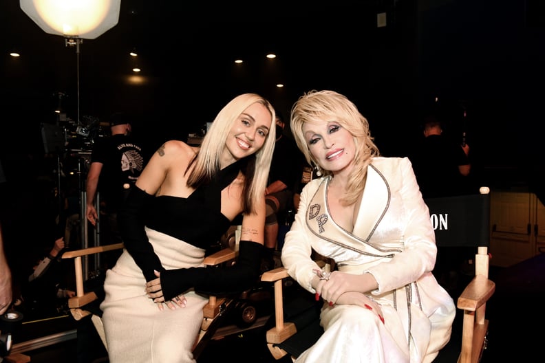 DOLLY PARTON'S MOUNTAIN MAGIC CHRISTMAS -- Pictured: (l-r) Miley Cyrus, Dolly Parton -- (Photo by: Katherine Bomboy/NBC via Getty Images)
