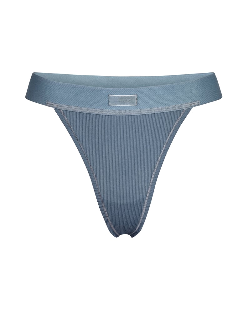 Skims Cotton Ribbed Thong in Kyanite