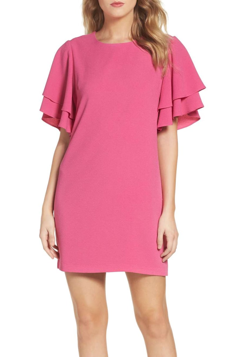 Charles Henry Ruffle Sleeve Shift Dress