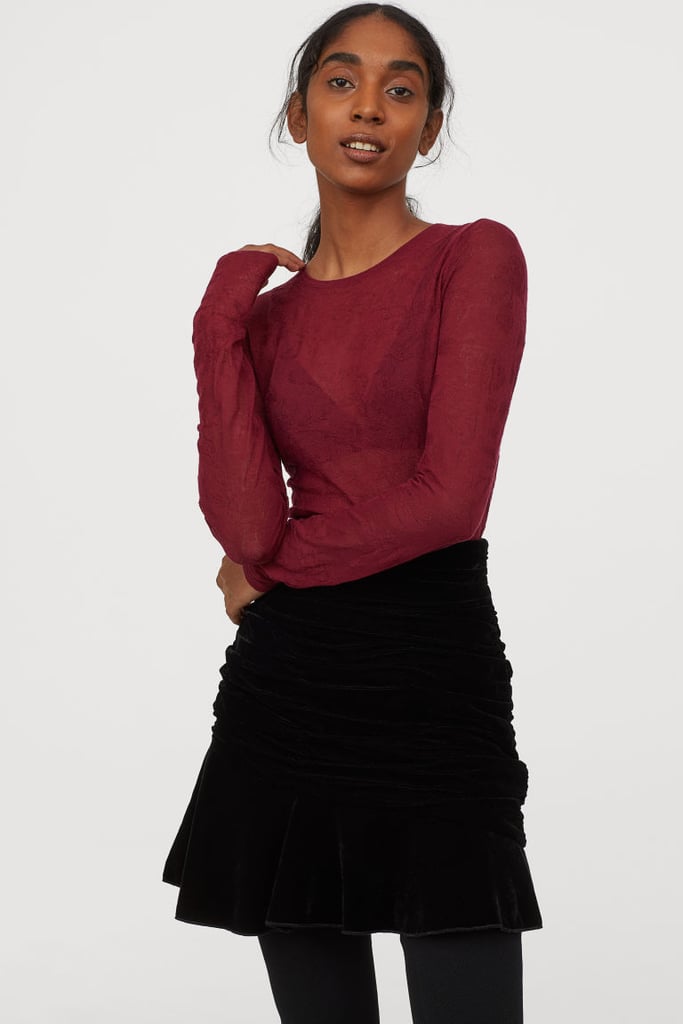 H&M Velvet Skirt and Airy Lyocell-blend Top
