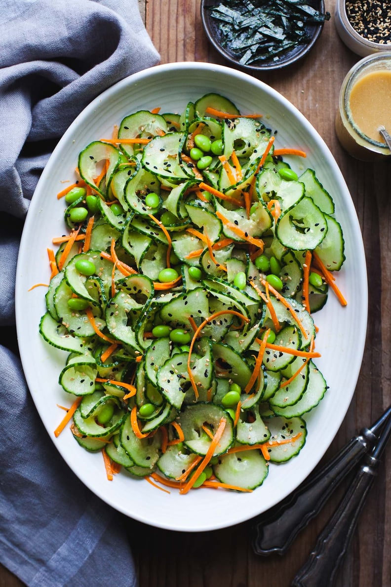 Sesame Ginger Miso Cucumber Salad With Edamame