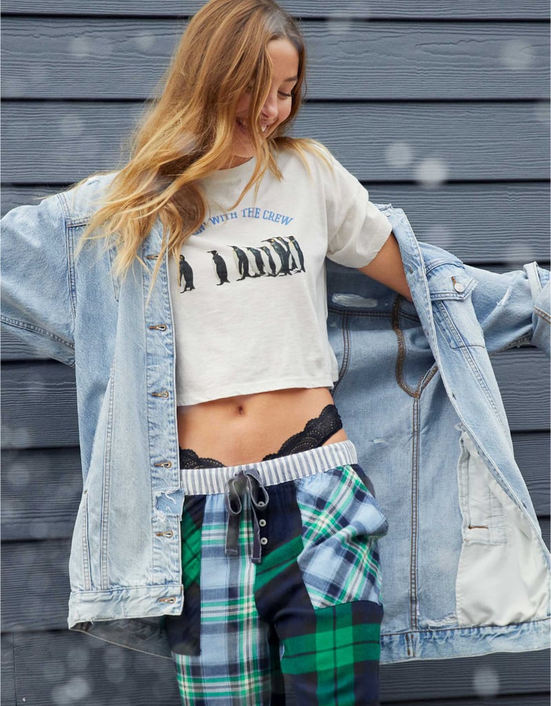 Plenty of Penguins: Aerie Cropped Oversized T-Shirt