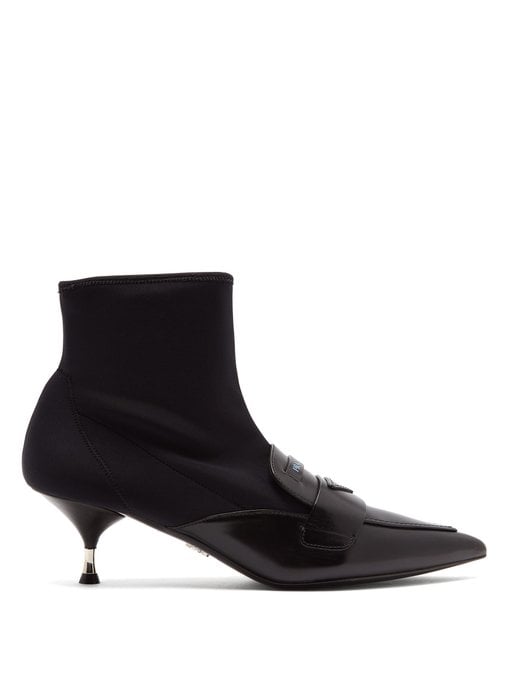 Prada Neoprene and Leather Ankle Boots