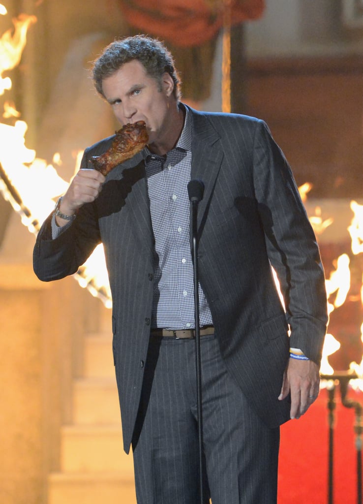 Will Ferrell ate a chicken drumstick during an appearance at the 2012 Guys Choice Awards.