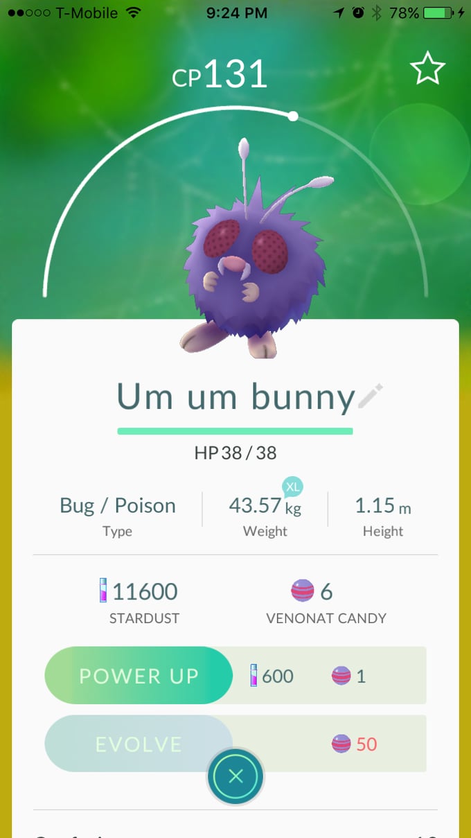 Venonat aka "Um um bunny"