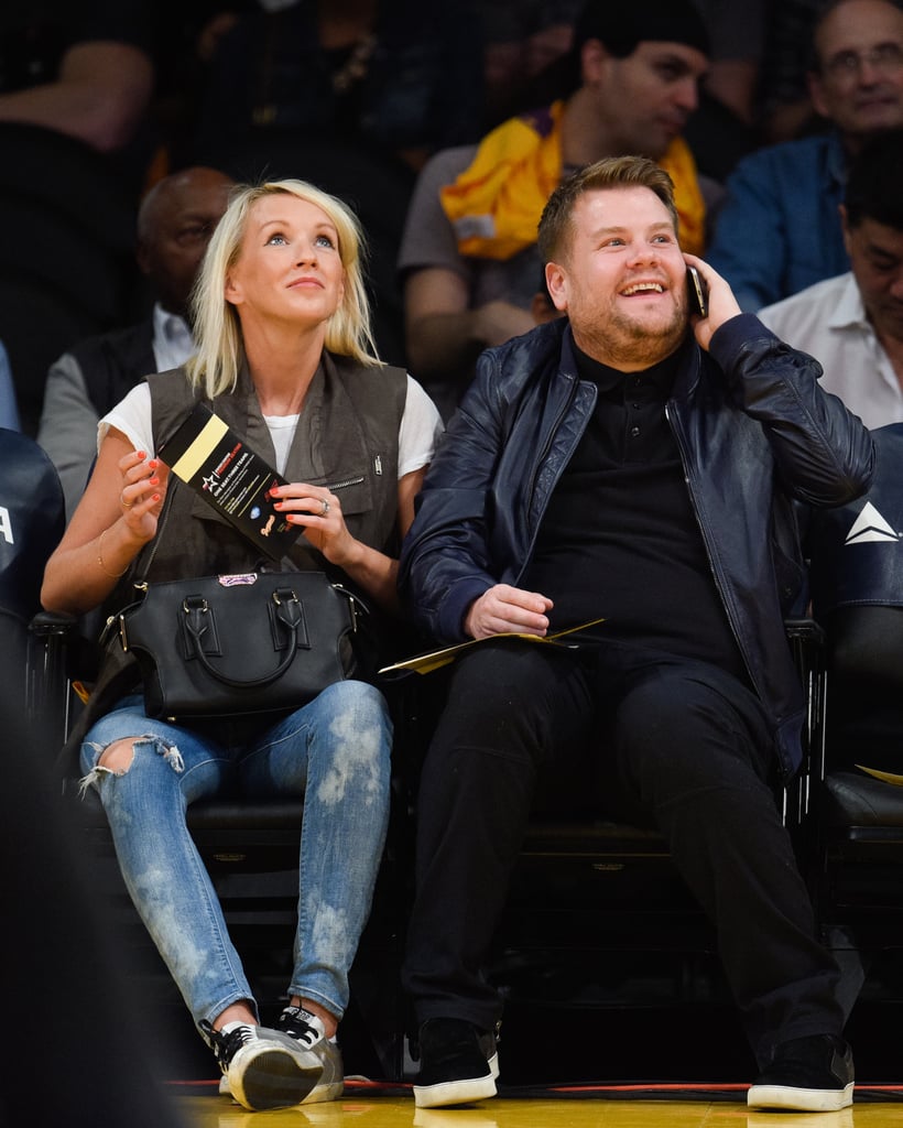 James Corden and Wife Julia Carey at Basketball Game
