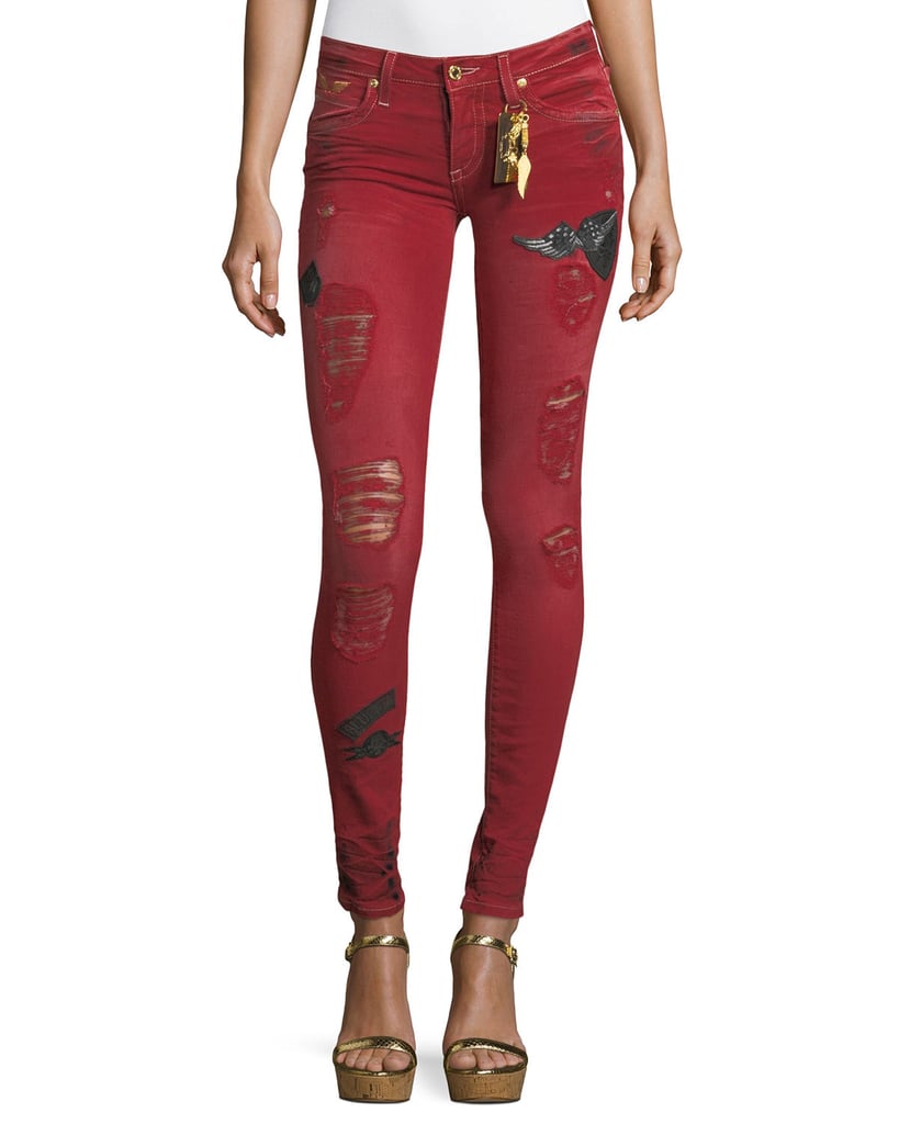 Marilyn Distressed Skinny-Leg Jeans w/ Patches by Robin's Jeans