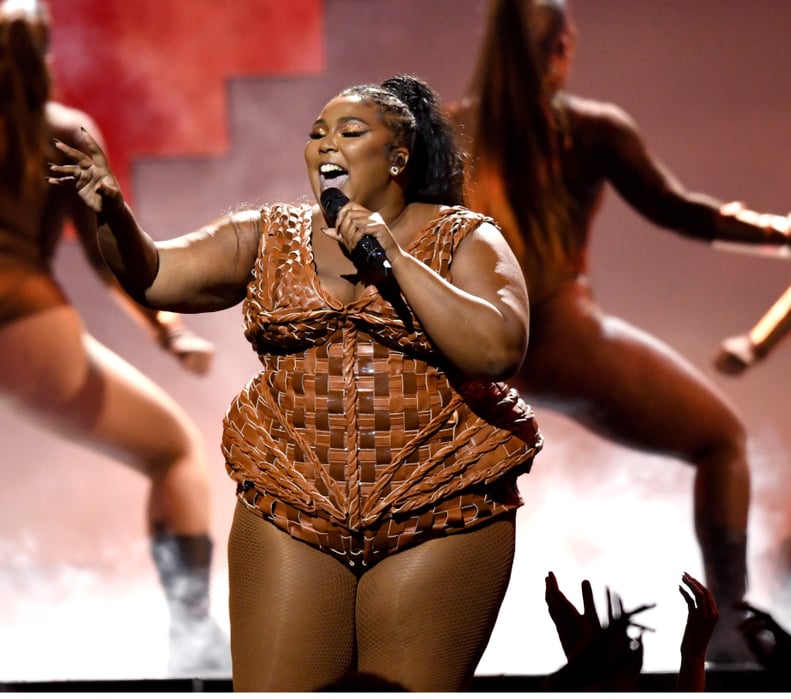 LONDON, ENGLAND - FEBRUARY 18: (EDITORIAL USE ONLY) Lizzo performs during The BRIT Awards 2020 at The O2 Arena on February 18, 2020 in London, England. (Photo by Karwai Tang/WireImage)