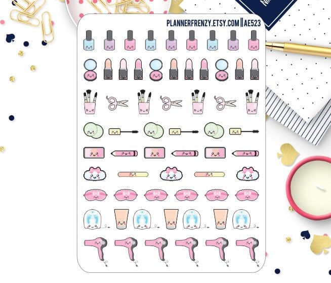 63 Cute Kawaii Beauty Planner Stickers