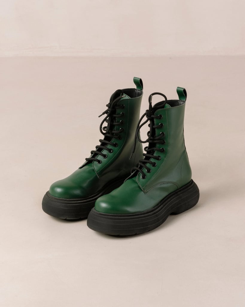 阿罗哈水粉画绿色素食皮靴