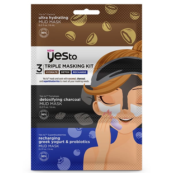 Yes To Triple Masking Kit: Coconut/Charcoal/Superblueberries