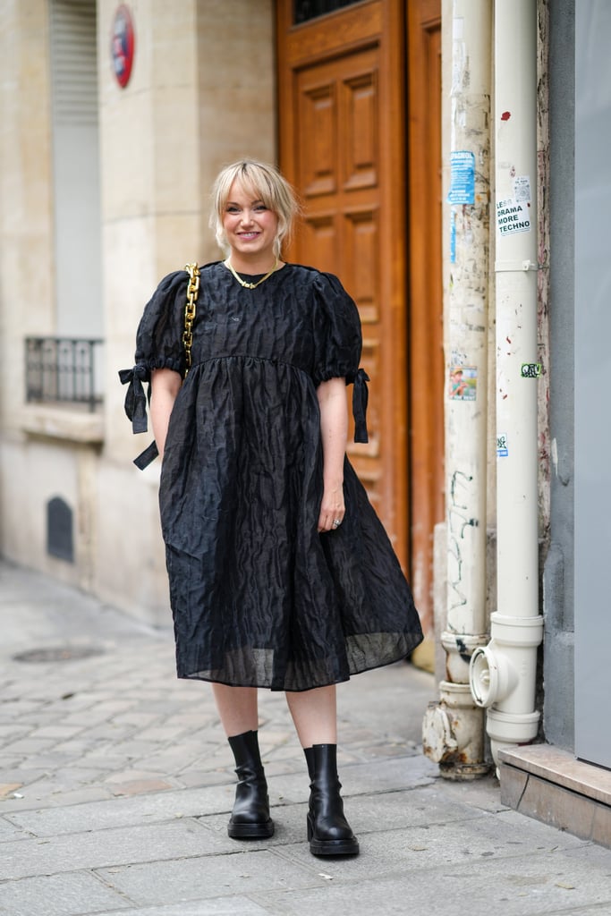 Black Pouf-Sleeved Dress