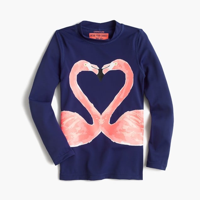 J.Crew Girls' Rash Guard in Kissing Flamingos