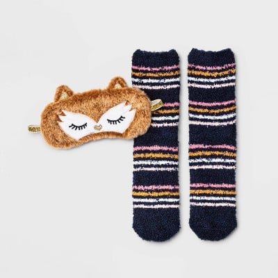 Fox Faux Fur Eye Mask & Cosy Socks Set