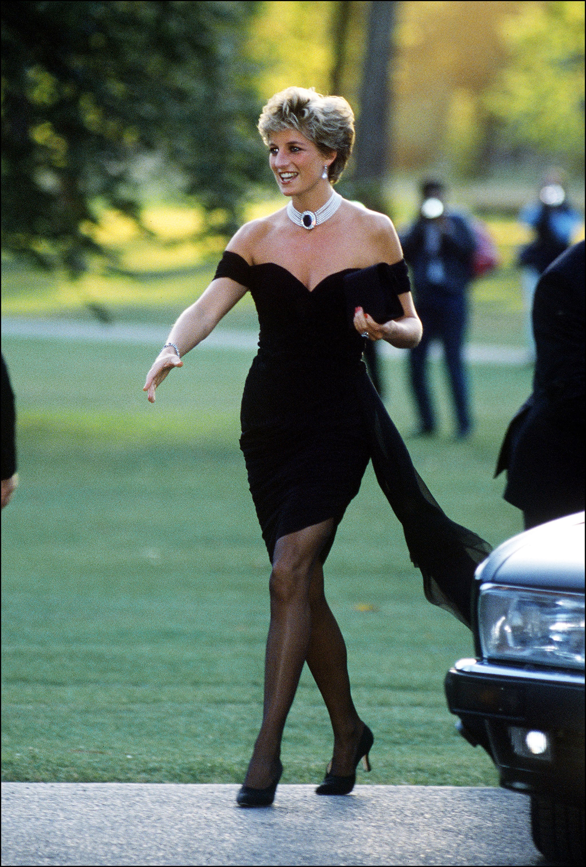 Princess Diana S Black Christina Stambolian Dress Popsugar Fashion