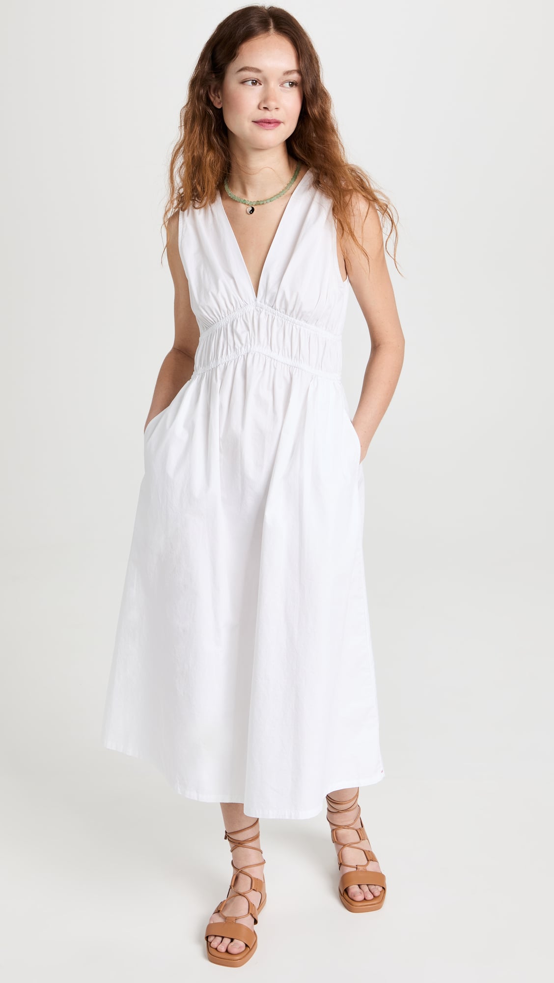 White summer clearance dress with pockets
