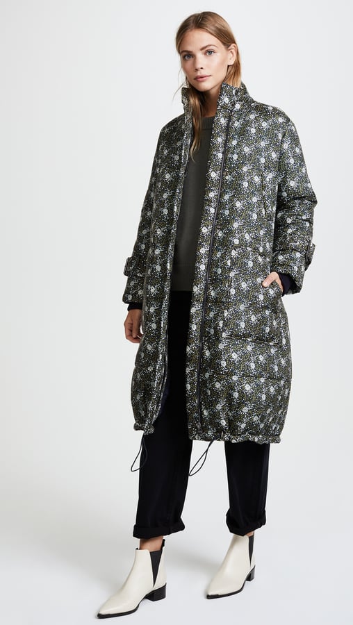 Sea Floral-Printed Puffer Coat