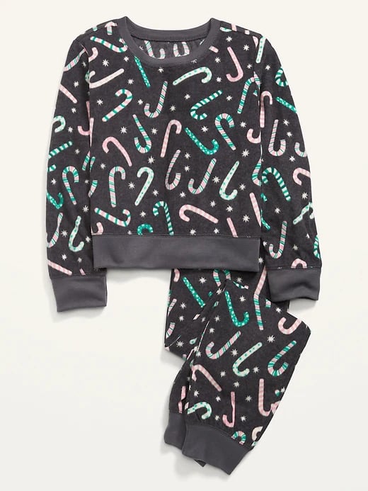 Old Navy Printed Micro Fleece Pajama Top and Joggers Set For Girls