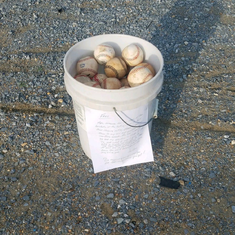 Grandpa's Heartwarming Parenting Note on Bucket of Baseballs POPSUGAR
