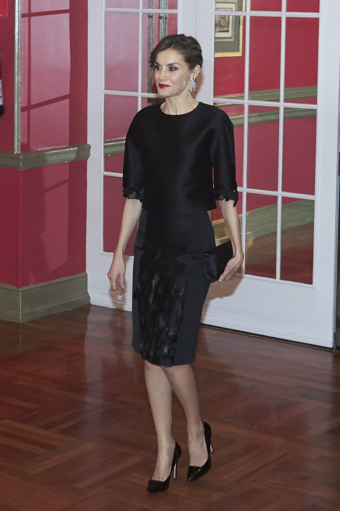 Queen Letizia's Feather Dress February 2017