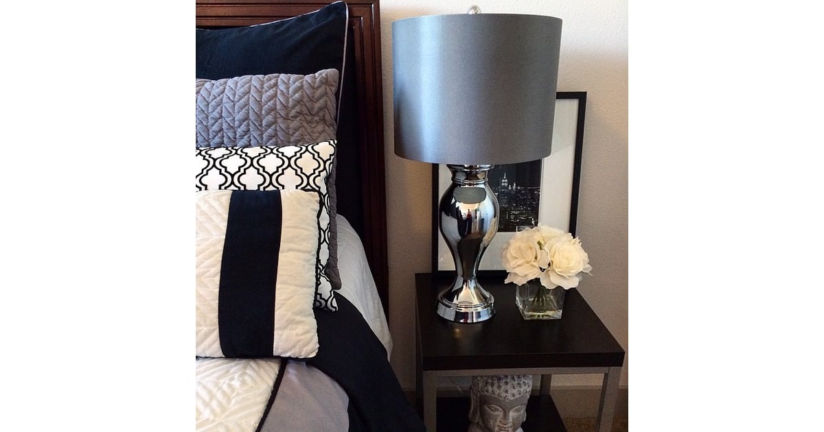 The finds some pillows and comfortable bedding. HomeGoods