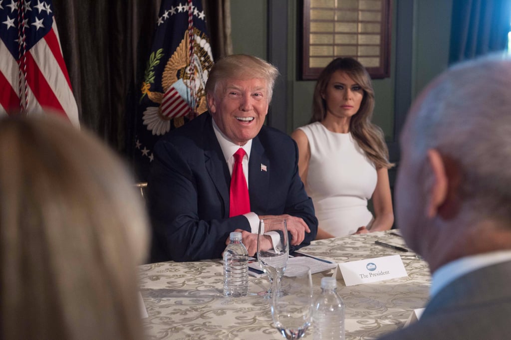 Melania Trump Wearing a White Dress