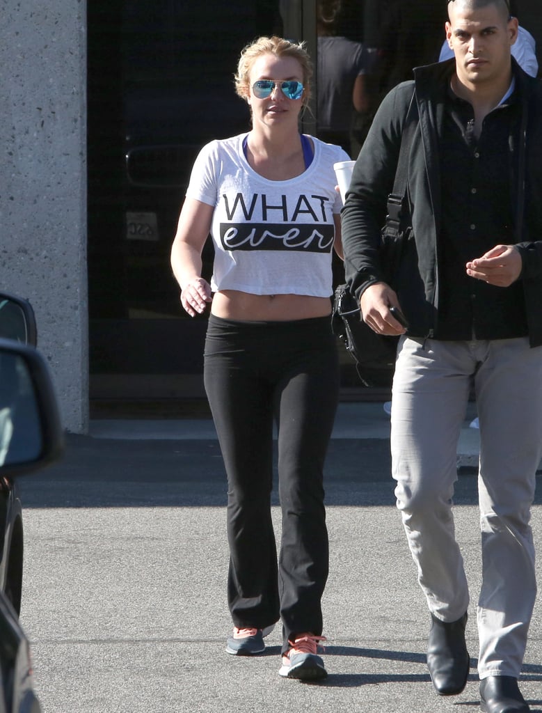 Britney Spears bared her midriff after a dance session in LA on Thursday.