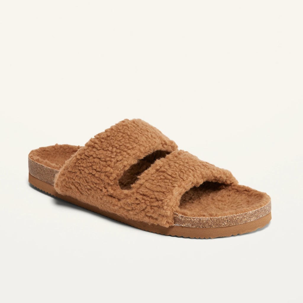 These Cozy Sherpa Sandals From Old Navy Are Like Wearing a Teddy Bear on Your Toes