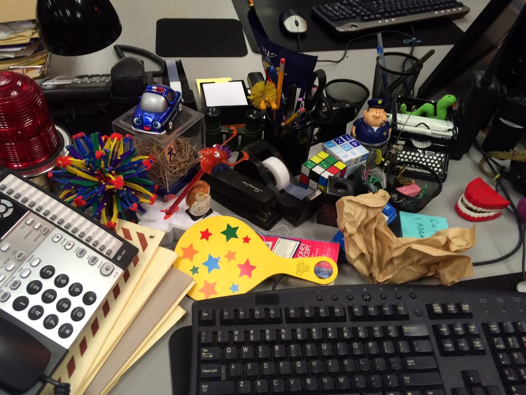 Jake Peralta's desk is like a page out of an I Spy book.