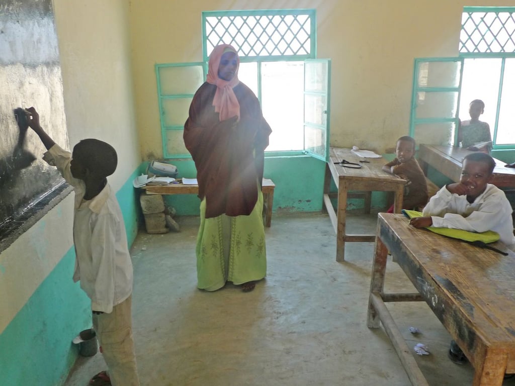 Garfors visited a small school when he was in Somalia. Most children attending the school hadn't seen foreigners before, so they all wanted to touch Garfors to make sure he was real.