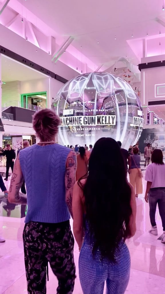 Megan Fox in Her Blue Rhinestone Jumpsuit With Machine Gun Kelly