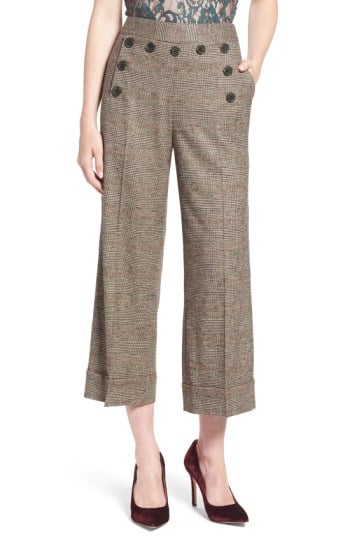 Glen Plaid Crop Wide Leg Pants
