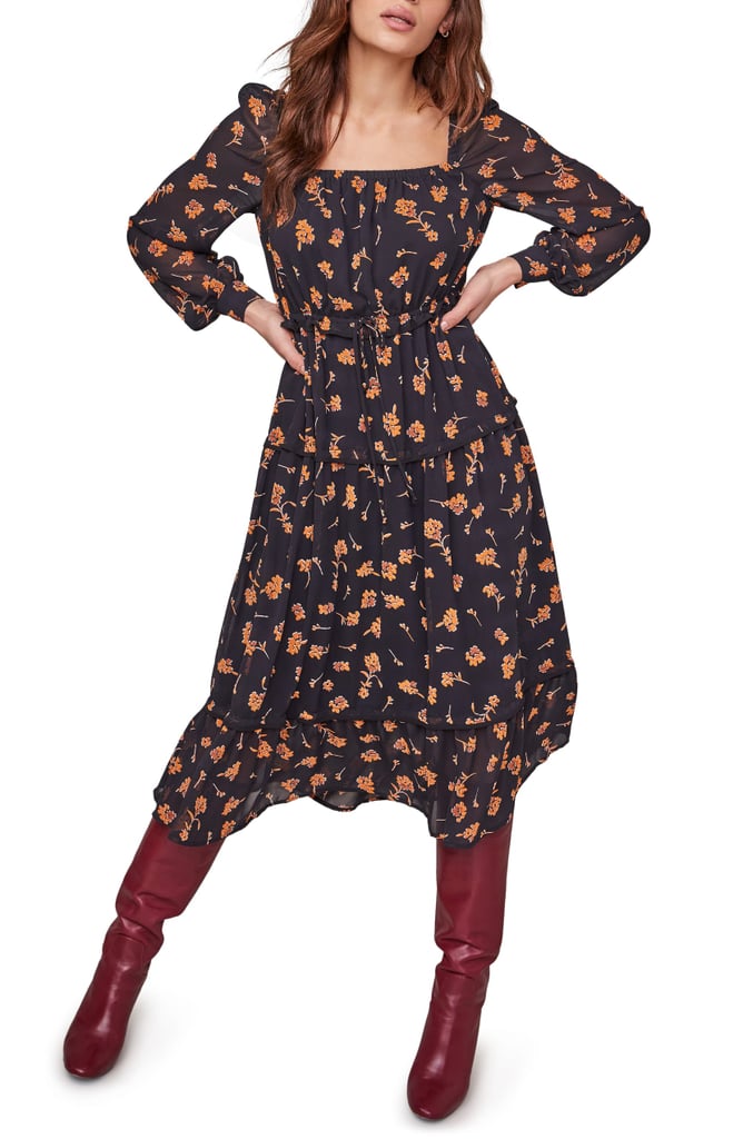 ASTR the Label Padma Floral Square Neck Long Sleeve Dress