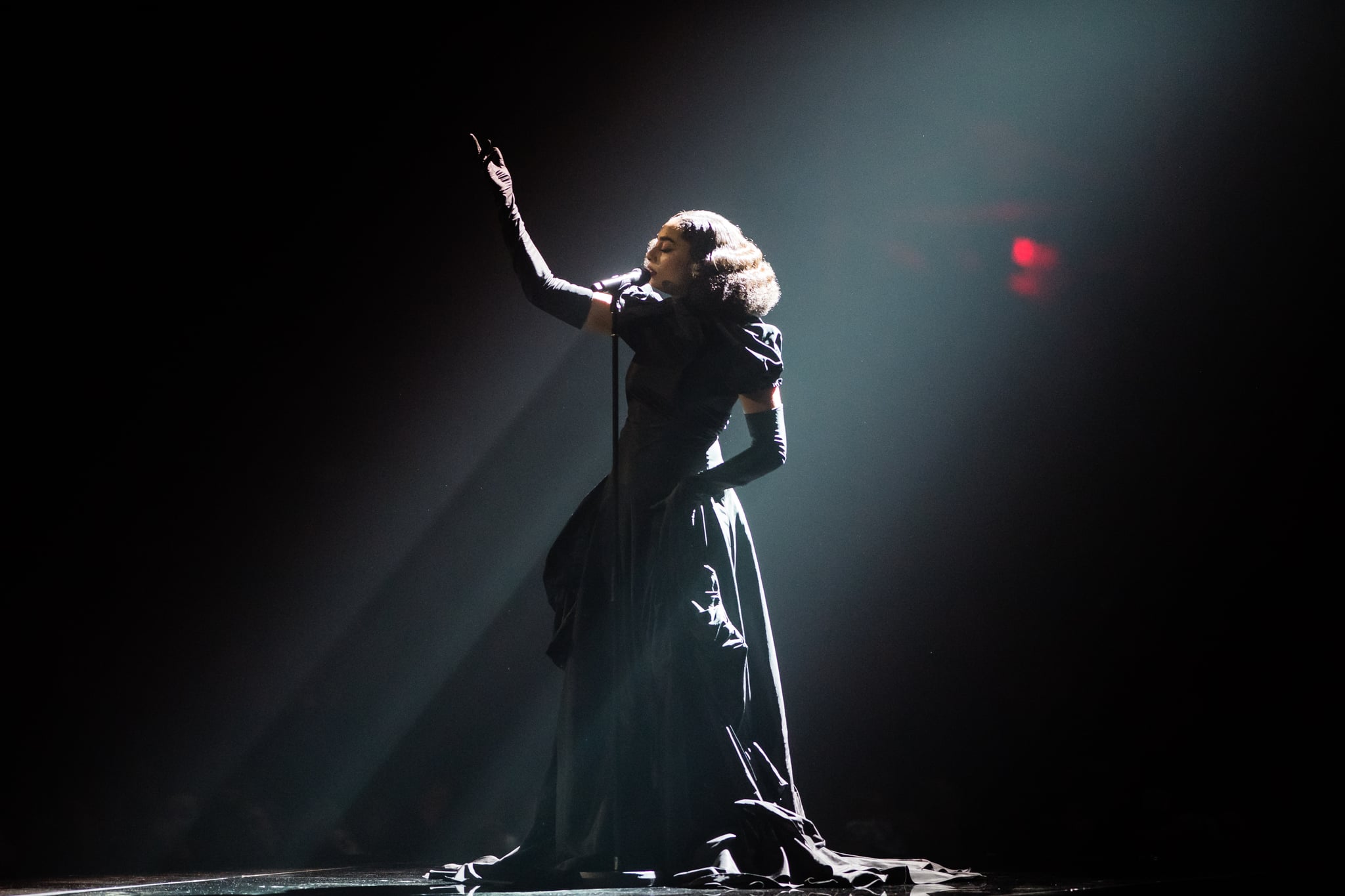 LONDON, ENGLAND - FEBRUARY 18: (EDITORIAL USE ONLY) Celeste peforms during The BRIT Awards 2020 at The O2 Arena on February 18, 2020 in London, England. (Photo by Samir Hussein/WireImage)