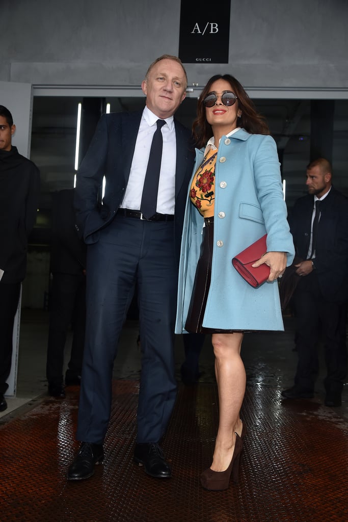 Salma Hayek and Her Husband at Milan Fashion Week